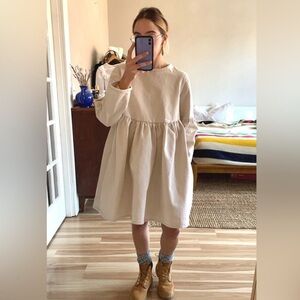 NWOT AliceAnna Panna Cotta Natural Denim Babydoll Dress Small